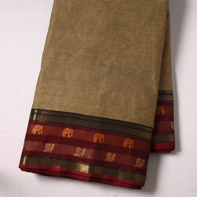 Brown - Kanchipuram Cotton Fabric with Thread Zari Border 35