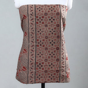 Brown - Ajrakh Block Printed Cotton Kurta Material - 2.5 meter