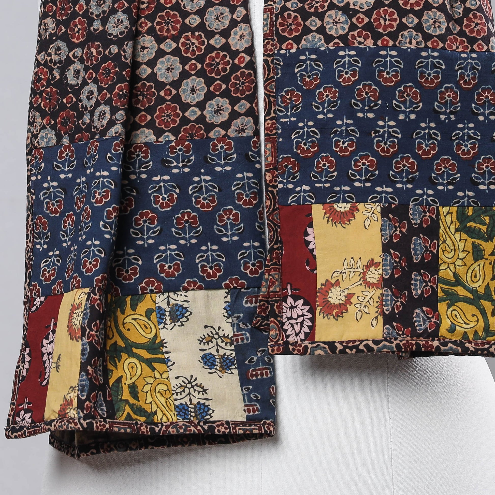 Brown - Ajrakh Block Printed Patchwork Cotton Stole