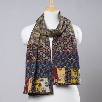 Brown - Ajrakh Block Printed Patchwork Cotton Stole