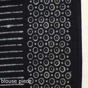 Black - Mul Cotton Hand Batik Print Saree