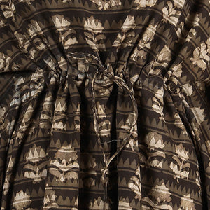 Brown - Akola Block Printed Cotton Kaftan with Tie-Up Waist (Short)