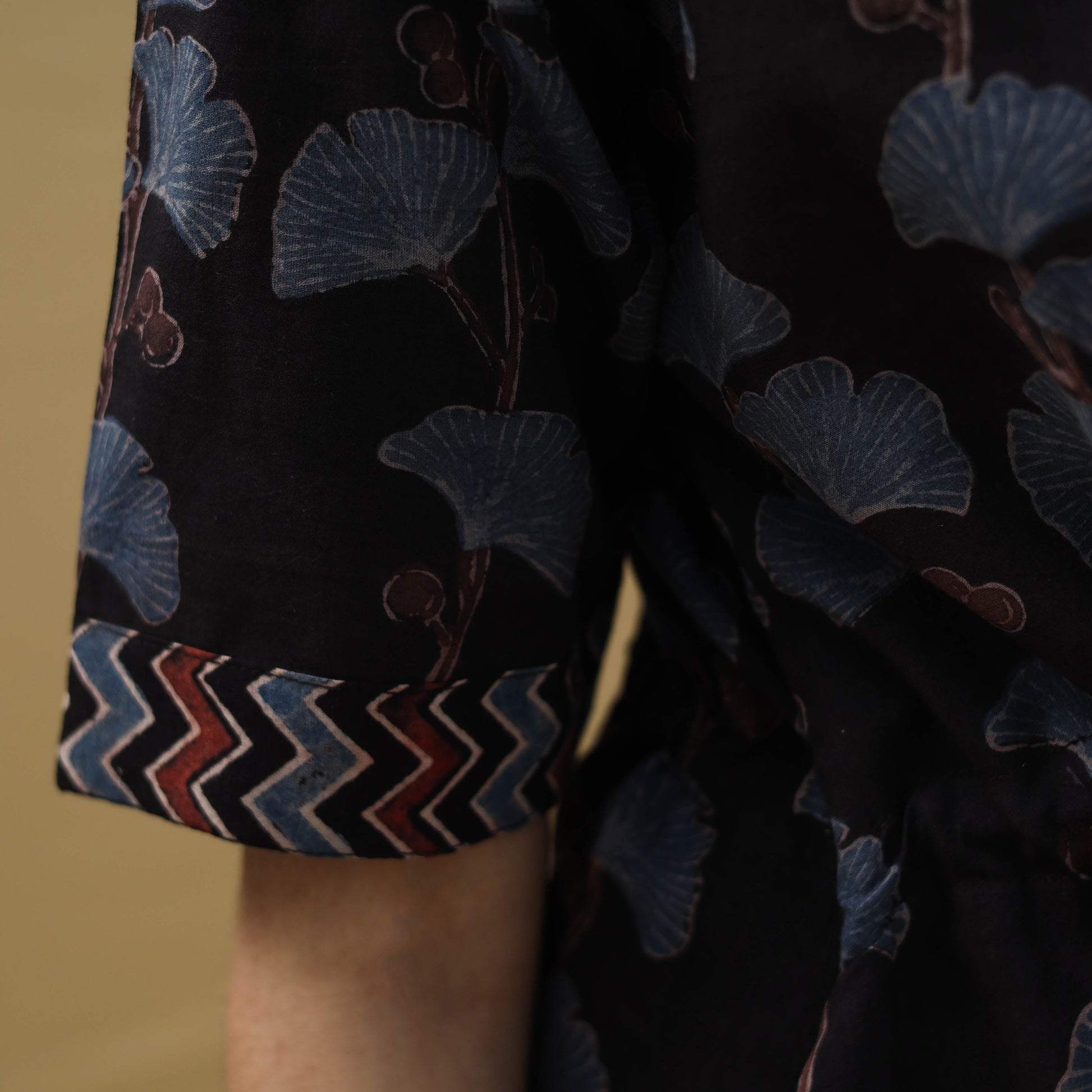 Black - Block Print Cotton Flared Short Ajrakh Dress 15