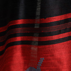 Black - Bhagalpuri Pure Desi Tussar Silk Handloom Saree with Zari Border