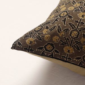 Brown - Ajrakh Block Printed Cotton Cushion Cover (16 x 16 in)