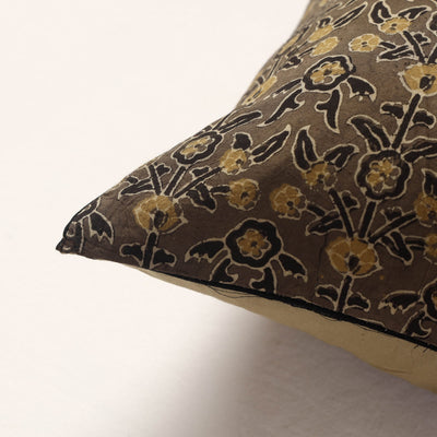 Brown - Ajrakh Block Printed Cotton Cushion Cover (16 x 16 in)