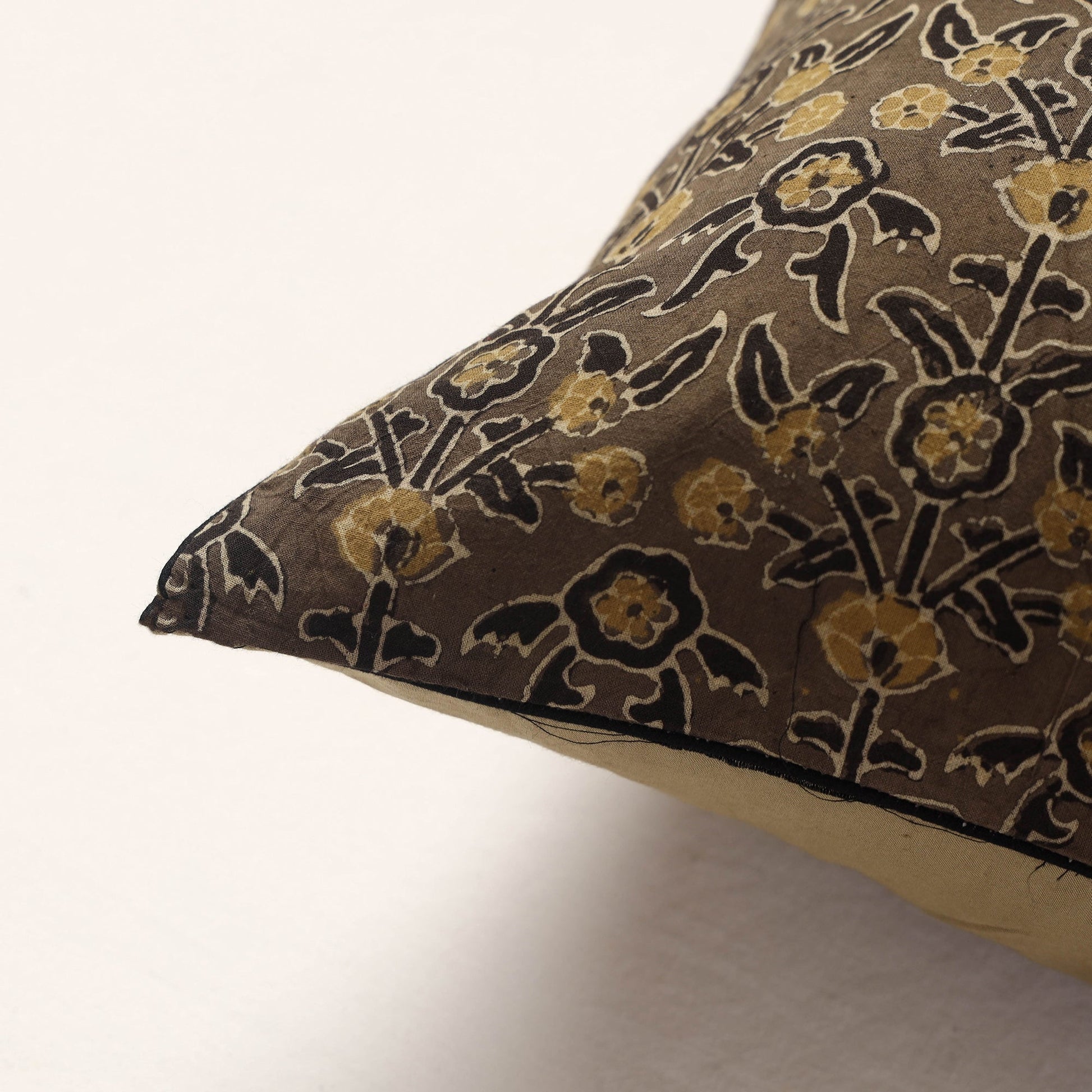 Brown - Ajrakh Block Printed Cotton Cushion Cover (16 x 16 in)