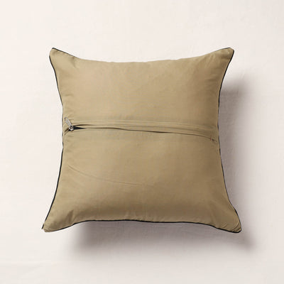 Brown - Ajrakh Block Printed Cotton Cushion Cover (16 x 16 in)