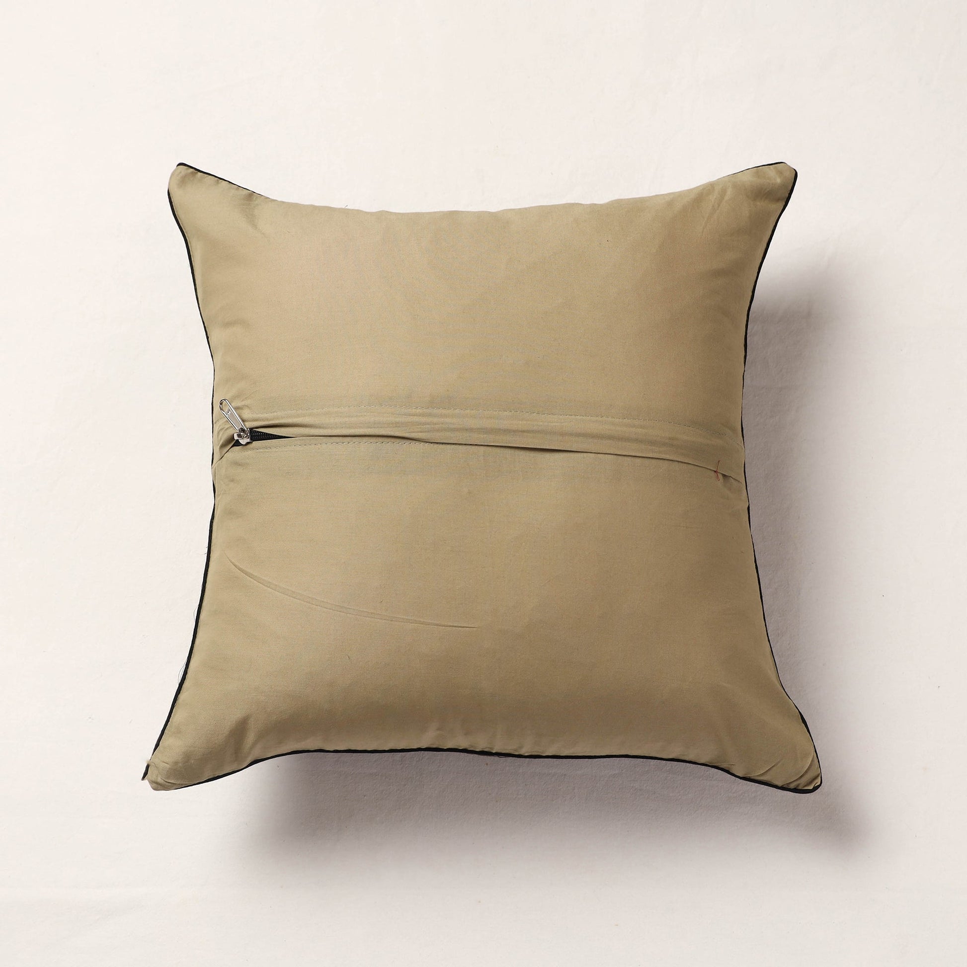 Brown - Ajrakh Block Printed Cotton Cushion Cover (16 x 16 in)