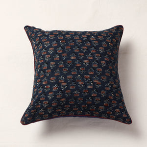 Blue - Ajrakh Block Printed Cotton Cushion Cover (16 x 16 in)