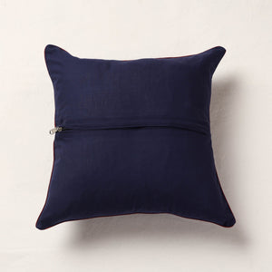 Blue - Ajrakh Block Printed Cotton Cushion Cover (16 x 16 in)