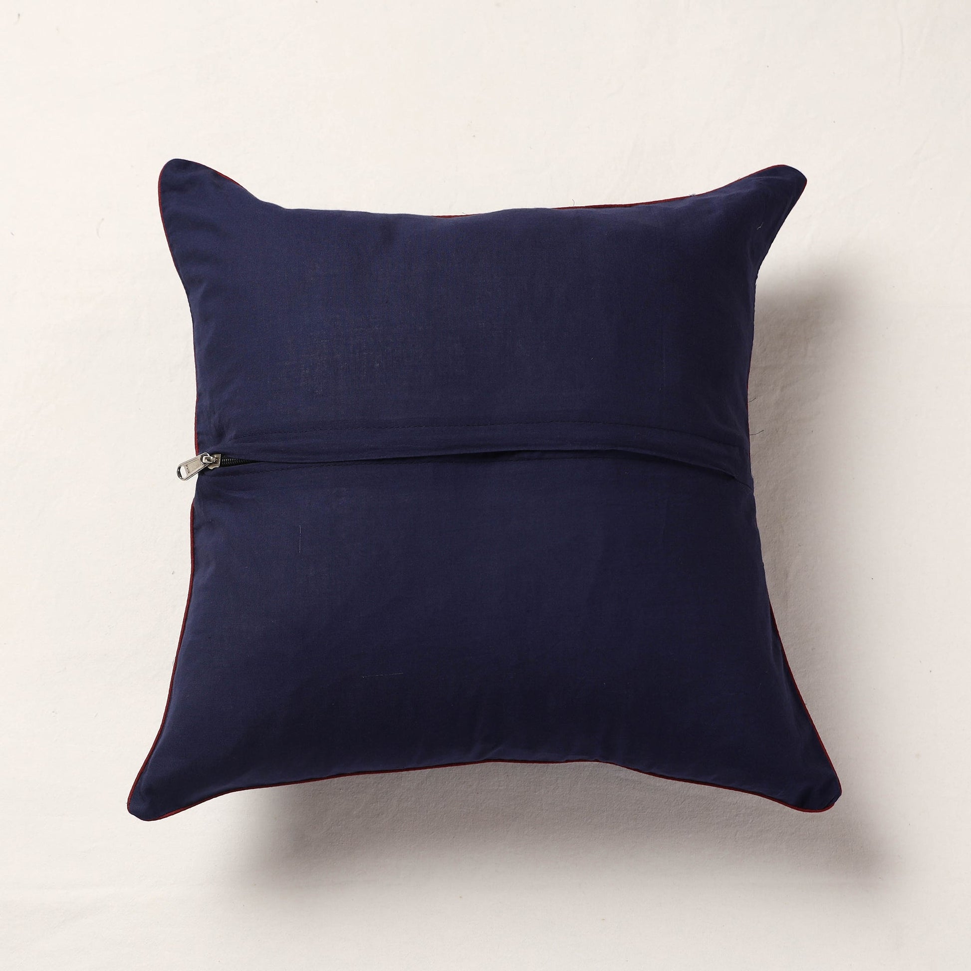 Blue - Ajrakh Block Printed Cotton Cushion Cover (16 x 16 in)