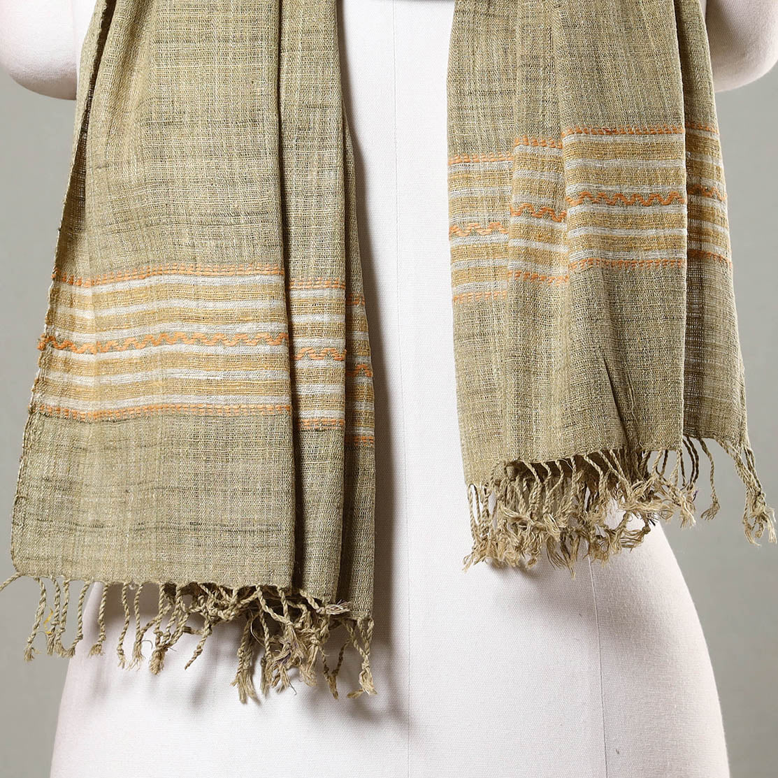 Beige - Traditional Handspun Handloom Eri Silk Natural Dyed Stole