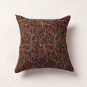 Brown - Ajrakh Block Printed Cotton Cushion Cover (16 x 16 in)