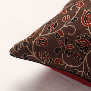 Brown - Ajrakh Block Printed Cotton Cushion Cover (16 x 16 in)
