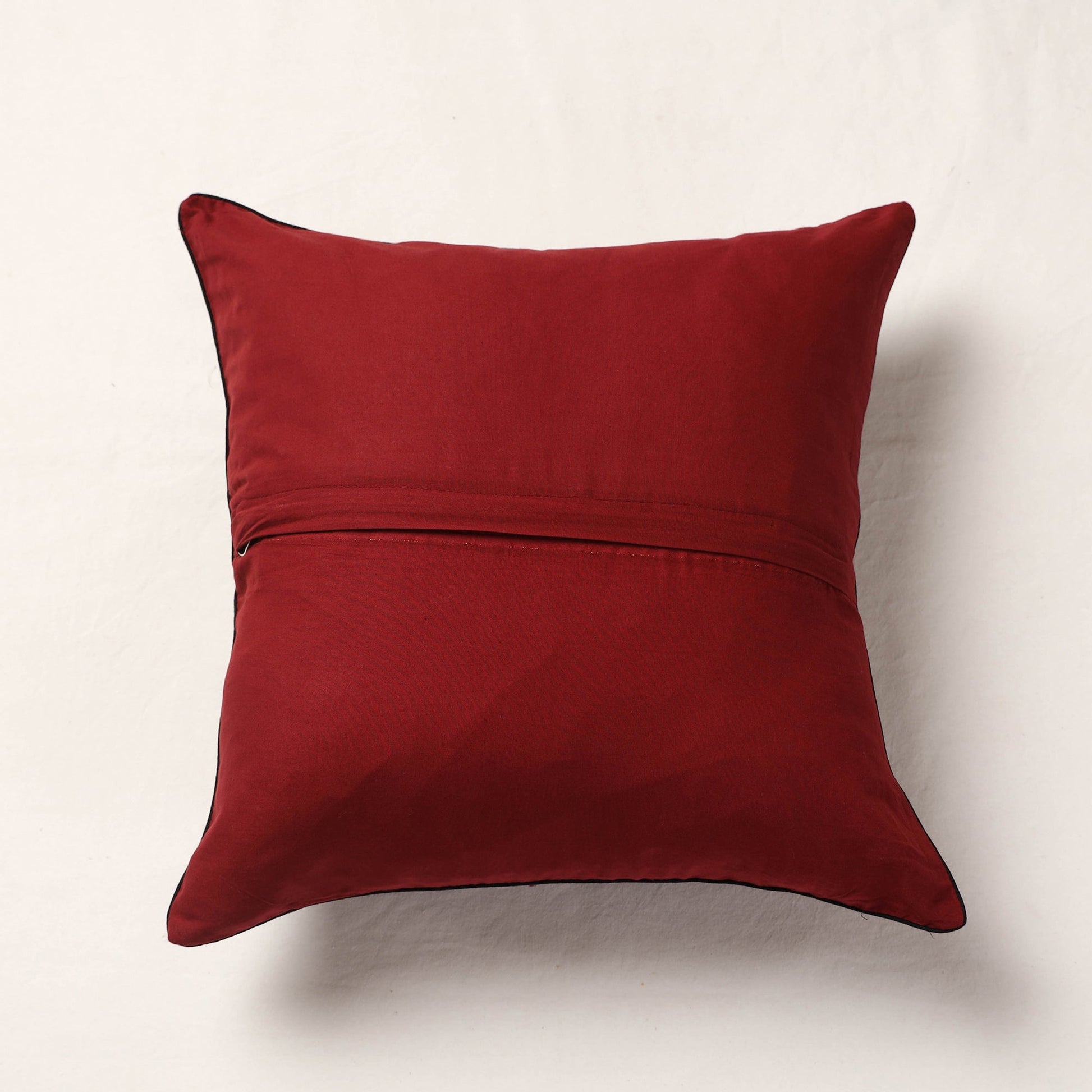 Brown - Ajrakh Block Printed Cotton Cushion Cover (16 x 16 in)