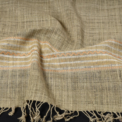 Beige - Traditional Handspun Handloom Eri Silk Natural Dyed Stole