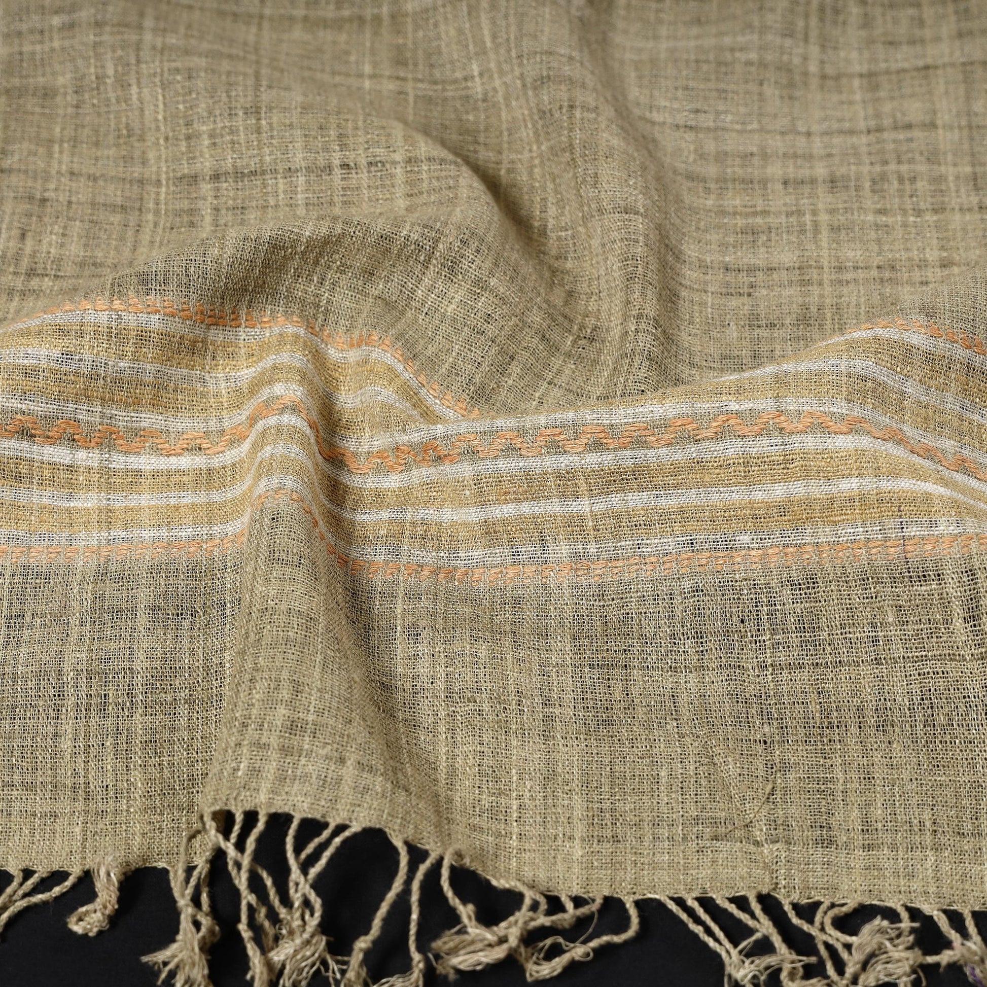 Beige - Traditional Handspun Handloom Eri Silk Natural Dyed Stole