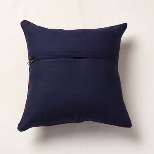 Blue - Ajrakh Block Printed Cotton Cushion Cover (16 x 16 in)