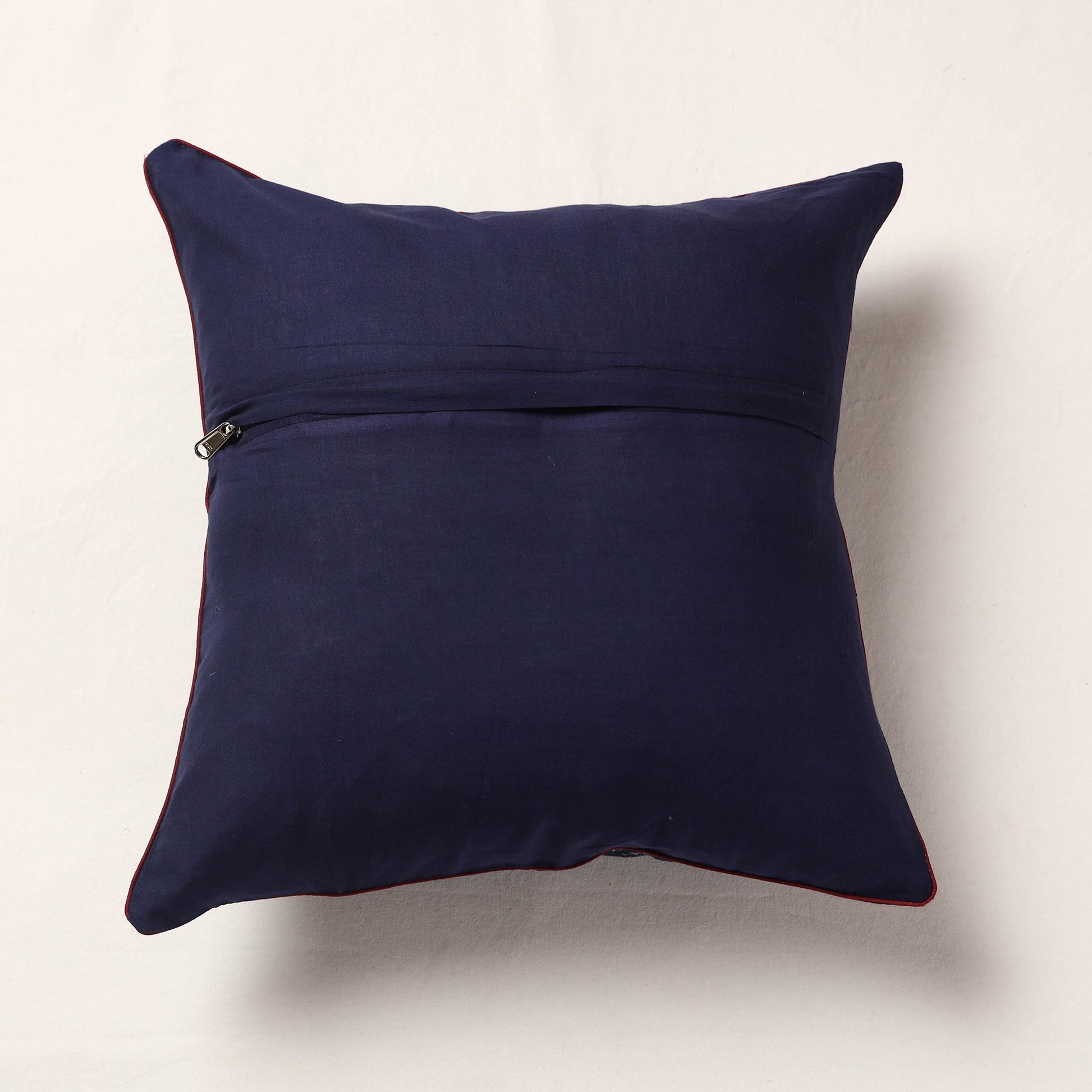 Blue - Ajrakh Block Printed Cotton Cushion Cover (16 x 16 in)