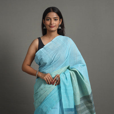 Blue - Ballakami Cotton Handloom Saree 84