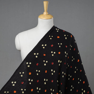 Black - Kutch Tie-Dye Mul Cotton Bandhani Fabric 01