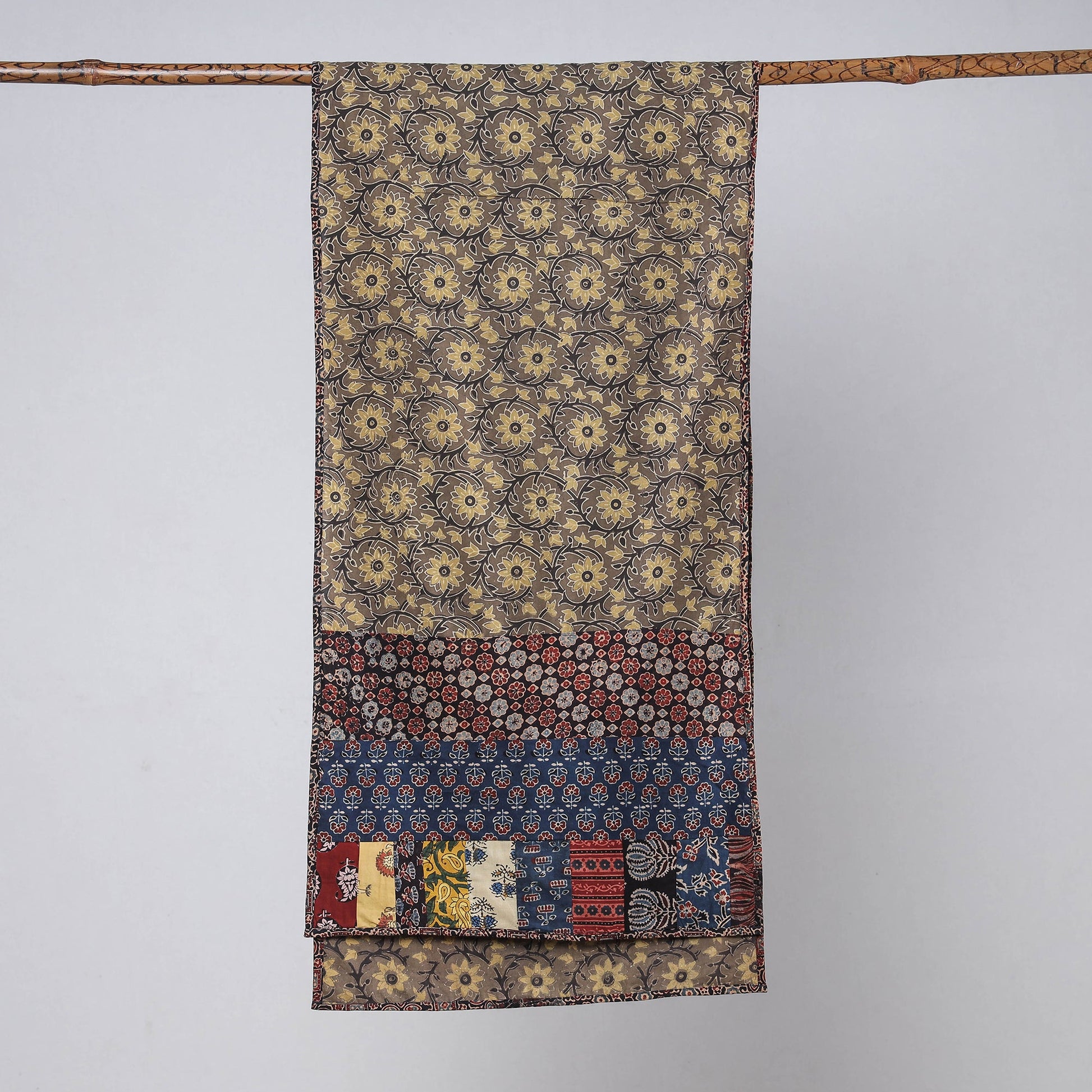 Brown - Ajrakh Block Printed Patchwork Cotton Stole