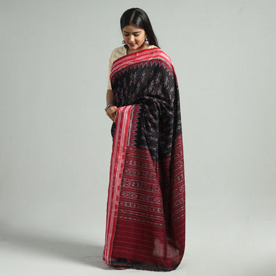 Black - Sambalpuri Ikat Weave Handloom Cotton Saree 20