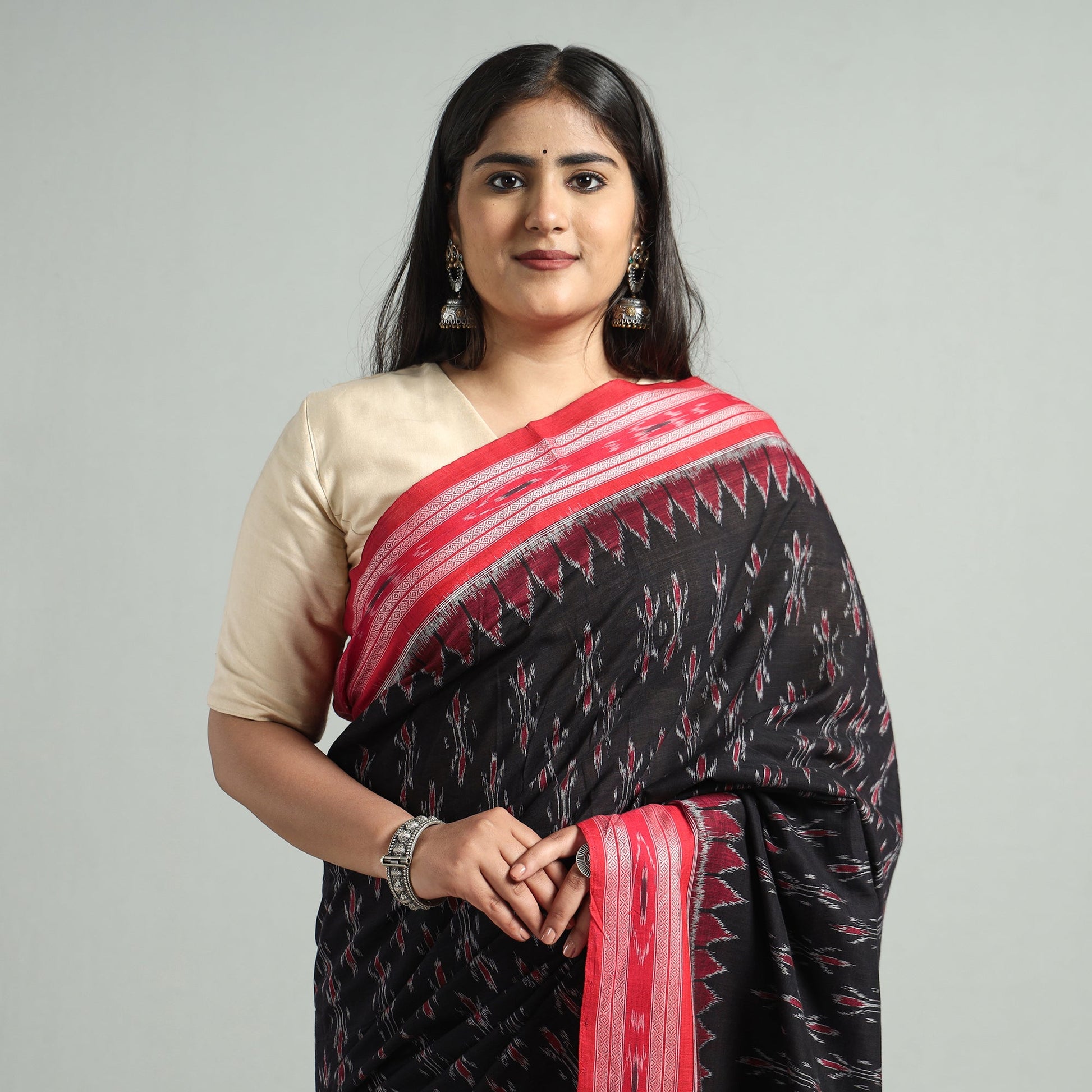 Black - Sambalpuri Ikat Weave Handloom Cotton Saree 20