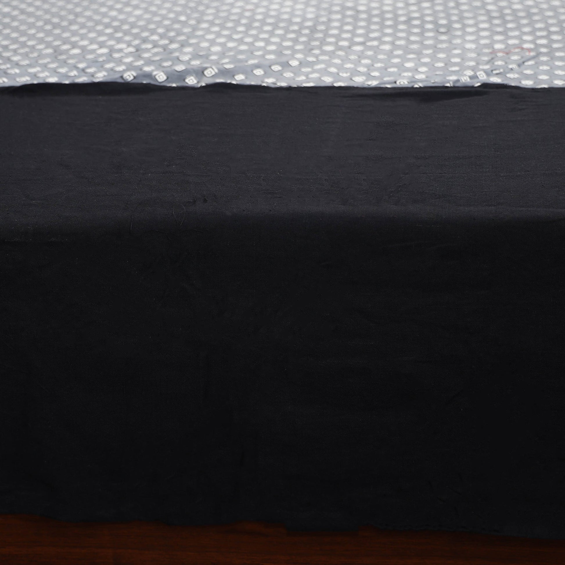 Black - Plain Cotton Double Bed Cover with Block Print Patchwork (94 x 89 In)