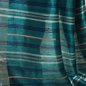 Blue - Bhagalpuri Handloom Desi Tussar Silk Zari Border Saree