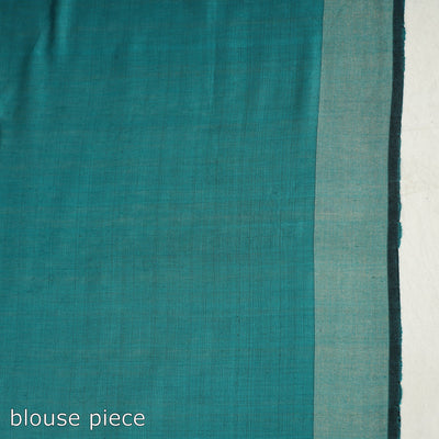 Blue - Bhagalpuri Handloom Desi Tussar Silk Zari Border Saree