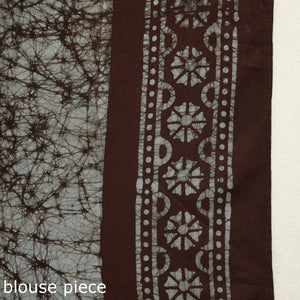 Brown - Mul Cotton Hand Batik Print Saree