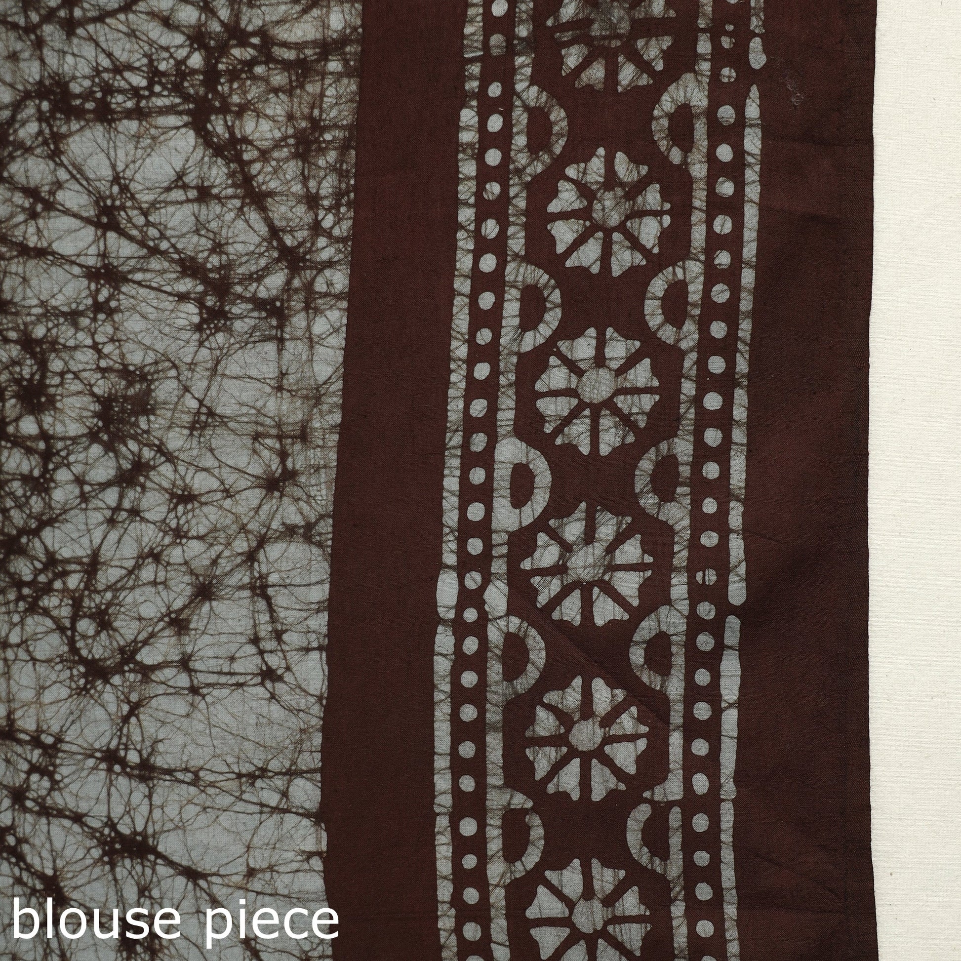 Brown - Mul Cotton Hand Batik Print Saree