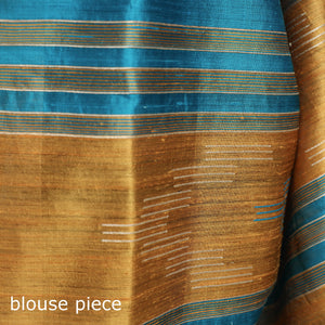 Blue - Bhagalpuri Pure Desi Tussar Silk Handloom Saree with Zari Border