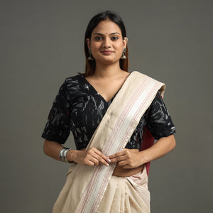 Black - Pochampally Ikat Patchwork Cotton Stitched Blouse