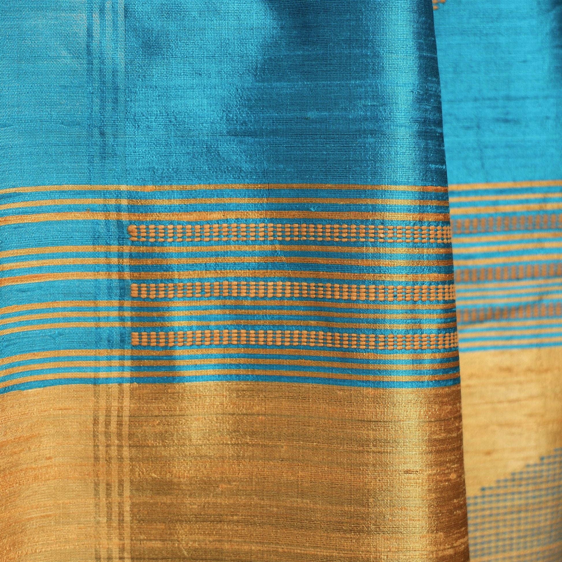 Blue - Bhagalpuri Pure Desi Tussar Silk Handloom Saree with Zari Border