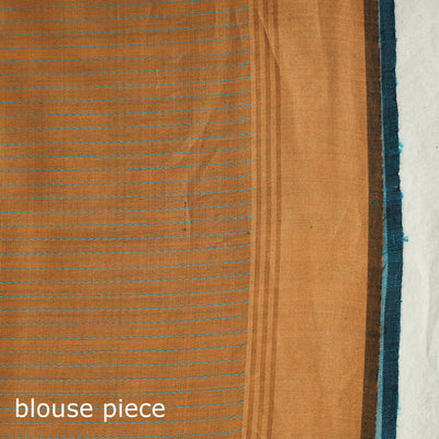 Blue - Bhagalpuri Pure Desi Tussar Silk Handloom Saree with Zari Border
