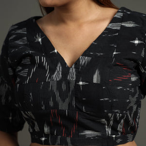 Black - Pochampally Ikat Patchwork Cotton Stitched Blouse