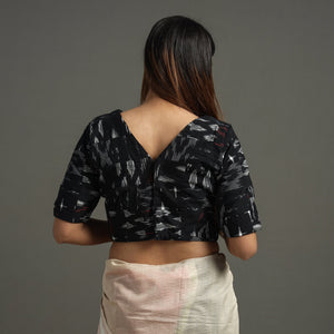 Black - Pochampally Ikat Patchwork Cotton Stitched Blouse