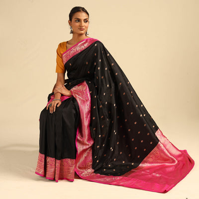Black - Banarasi Handloom Pure Katan Silk Kaduwa Zari Buti Saree