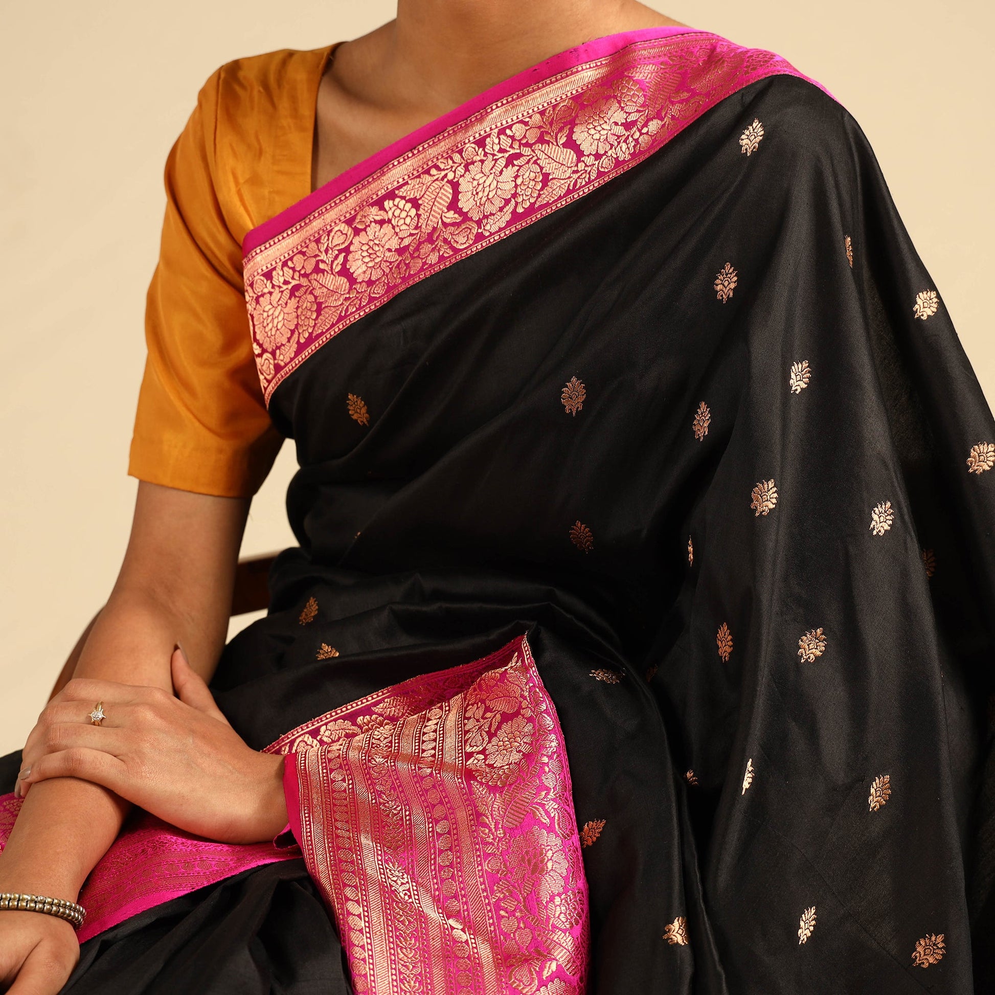 Black - Banarasi Handloom Pure Katan Silk Kaduwa Zari Buti Saree