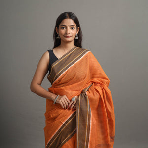 Narayanpet Small Chequered Dobby Cotton Handloom Saree 108