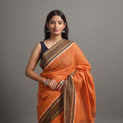 Narayanpet Small Chequered Dobby Cotton Handloom Saree 108