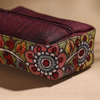 Brown - Handpainted Kalamkari Multipurpose Cosmetic/Toiletry Bag 06