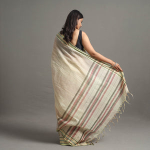 Beige - Narayanpet Checks Chakkar Dobby Cotton Handloom Saree 110