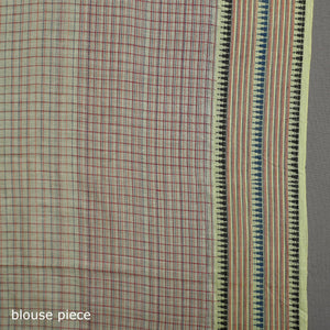 Beige - Narayanpet Checks Chakkar Dobby Cotton Handloom Saree 110
