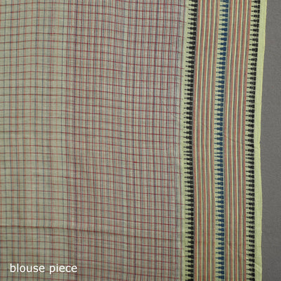 Beige - Narayanpet Checks Chakkar Dobby Cotton Handloom Saree 110