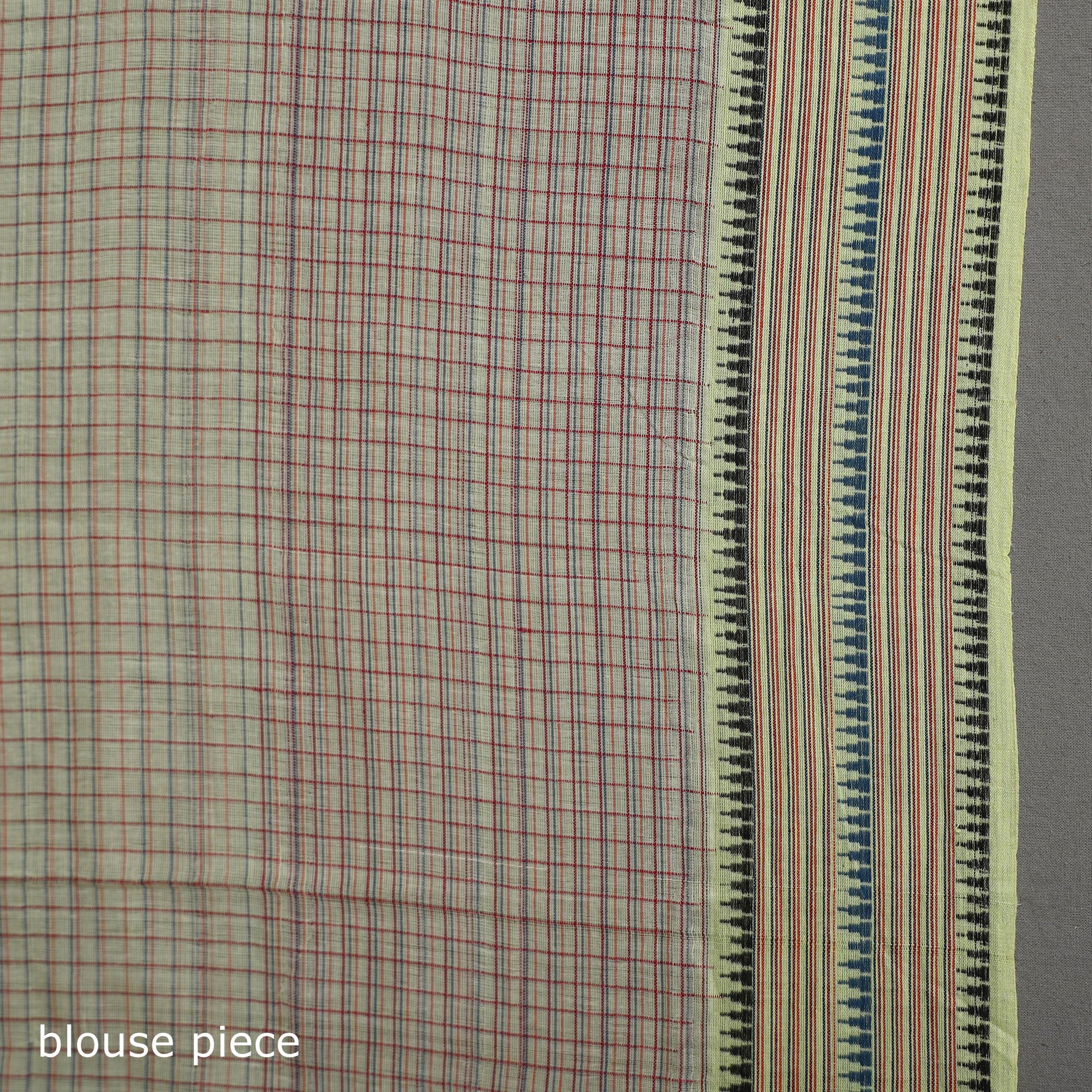 Beige - Narayanpet Checks Chakkar Dobby Cotton Handloom Saree 110