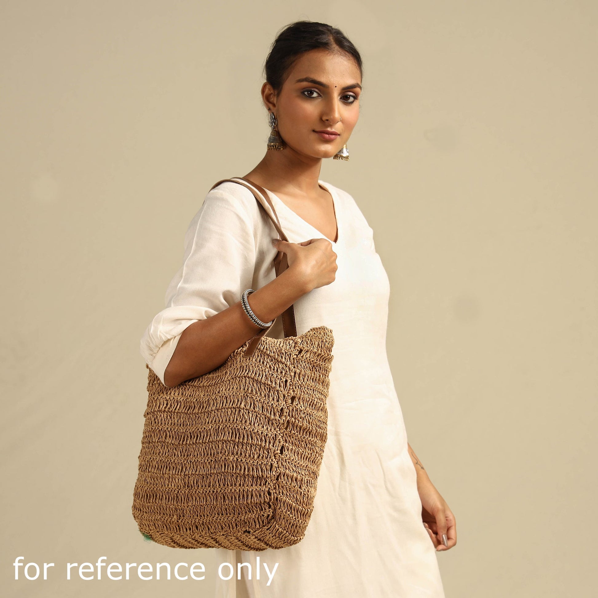 Beige - Handcrafted Multipurpose Raffia Shoulder Bag